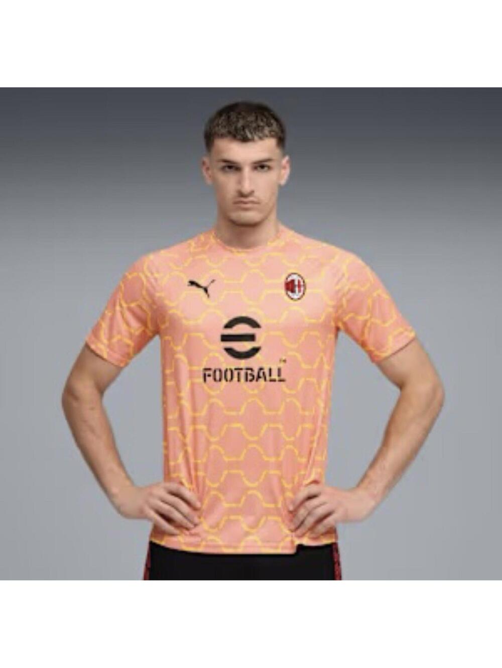 Men's Puma Light Orange AC Milan 2025/26 Pre-Match dryCell Training Jersey M